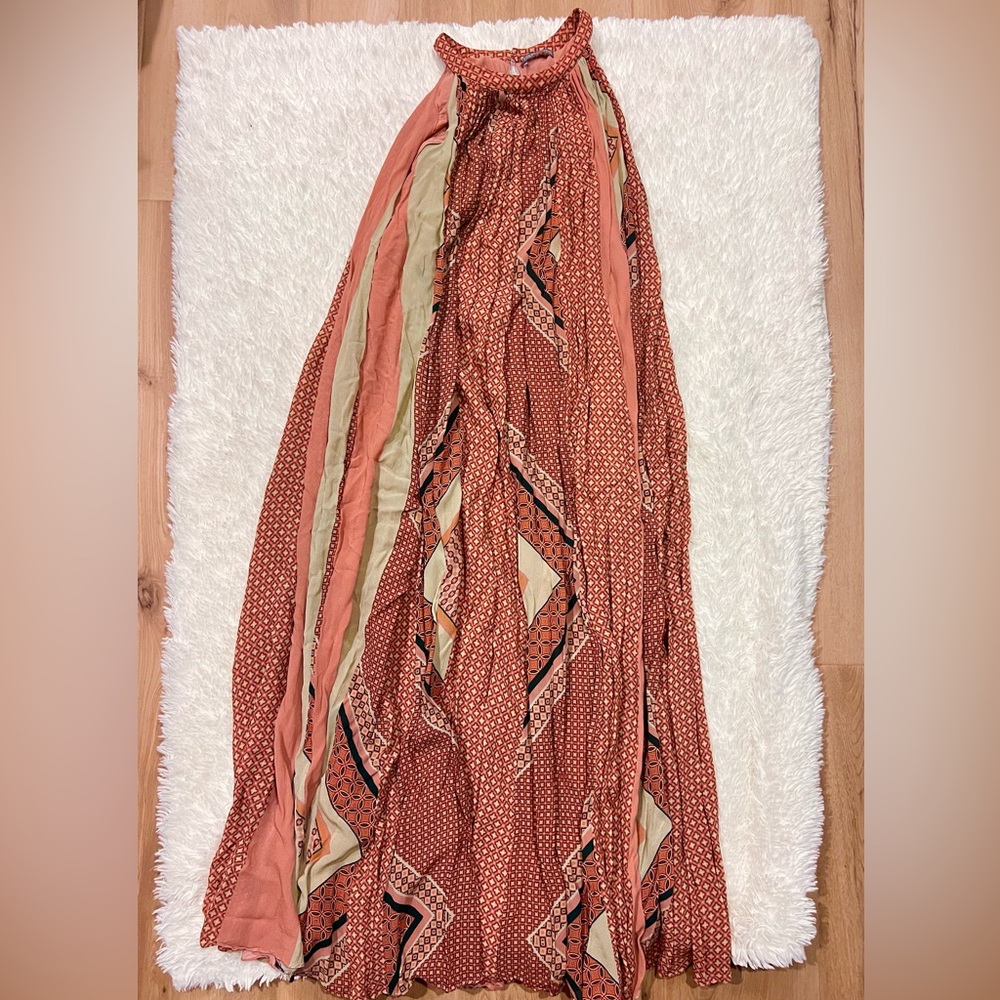 ✨ Anthropologie Nikita Mhaisalkar Abstract Halter Maxi Dress AS SEEN ON TV ✨ - Picture 7 of 9